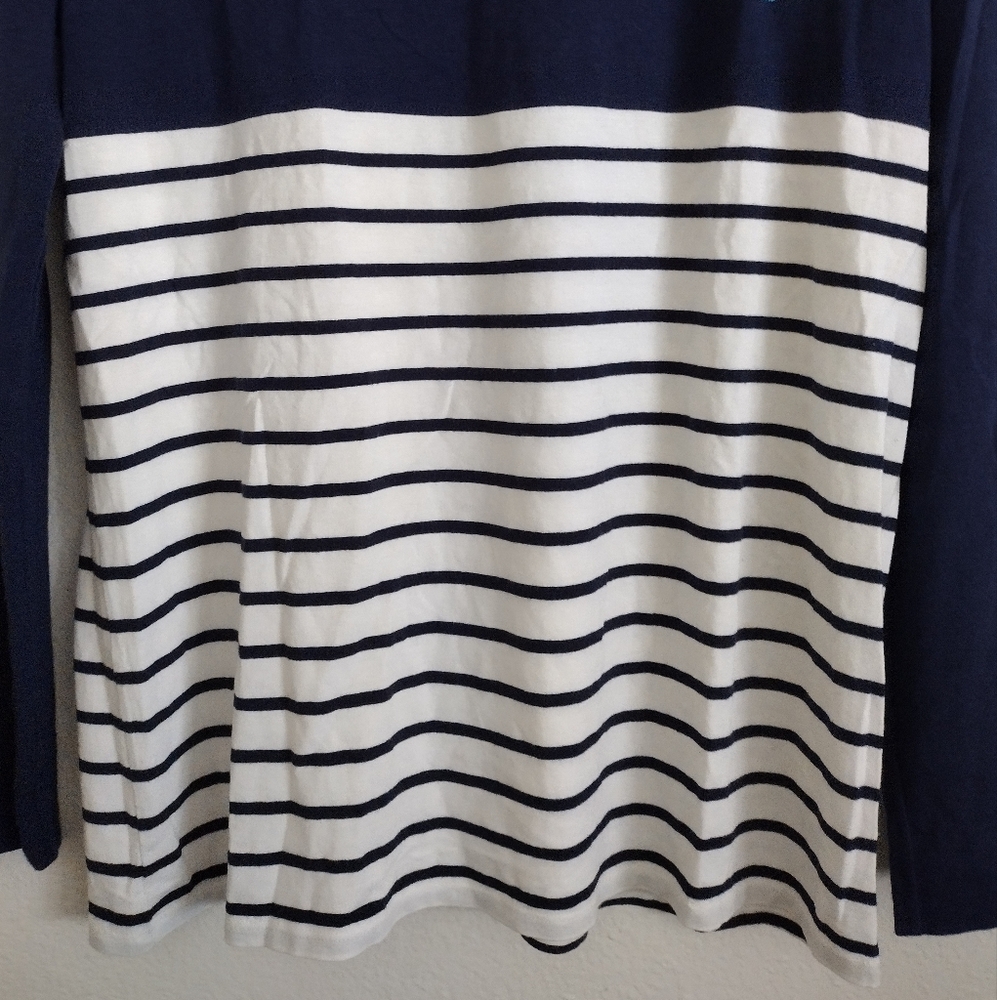 Lilly Pulitzer navy striped lobster tropical top pima cotton blend size Small - Picture 6 of 12